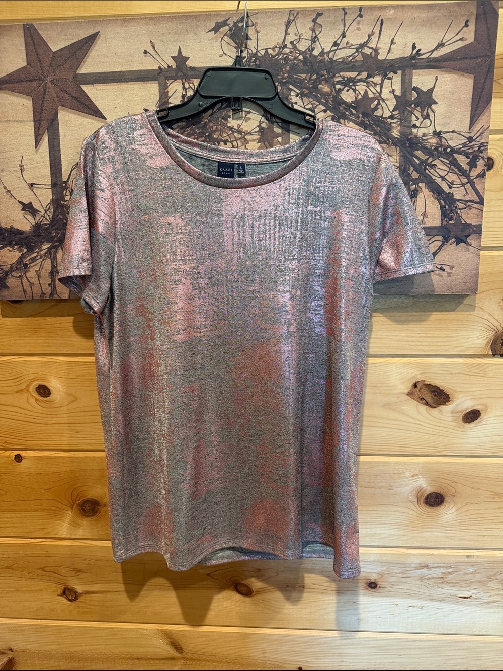 Kaari blue Rose Metallic Short Sleeve Tee